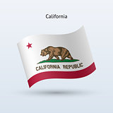 State of California flag waving form. Vector illustration.