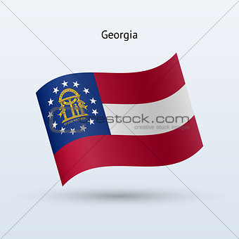 State of Georgia flag waving form. Vector illustration.