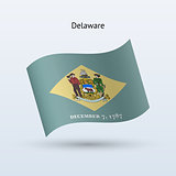 State of Delaware flag waving form. Vector illustration.