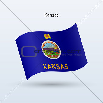 State of Kansas flag waving form. Vector illustration.