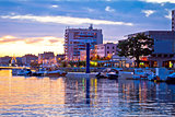 Zadar waterfront at golden sunset view