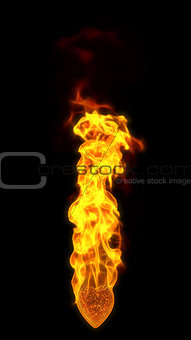 3D illustration of burning heart.