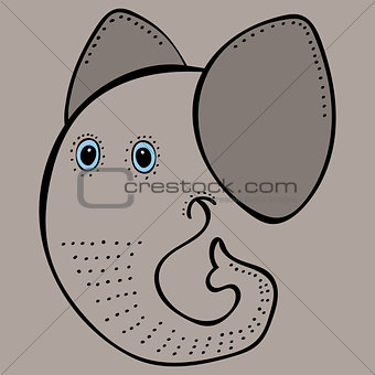 Elephant cute funny cartoon head