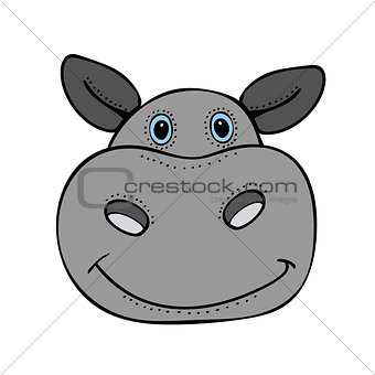 Hippo cute funny cartoon head