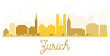 Zurich City skyline golden silhouette.
