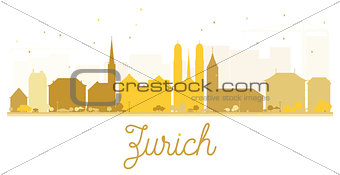 Zurich City skyline golden silhouette.
