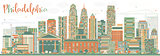 Abstract Philadelphia Skyline with Color Buildings.