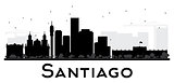 Santiago City skyline black and white silhouette. 