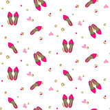 Chic girl pink pumps fashion seamless pattern.