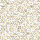 Gold line floral 8 March seamless vector pattern.