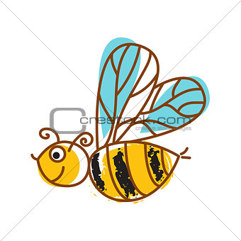 Honeybee hand drawn icon isolated vector.