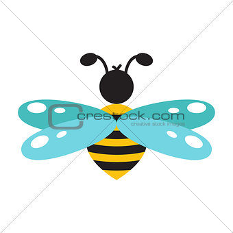 Honeybee cartoon icon isolated vector.