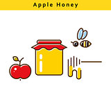 Apple honey vector colored line icons.