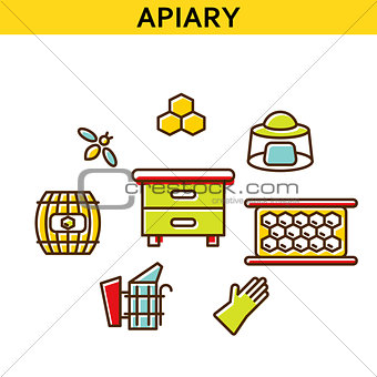 Apiary line icons vector.