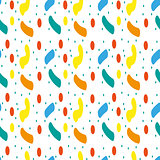 Festive confetti seamless pattern. Modern, geometric repeating texture. Memphis style endless background. Vector illustration.