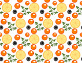 Red caviar seamless pattern. Roe endless background, texture, wallpaper. Vector illustration.