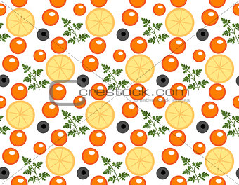Red caviar seamless pattern. Roe endless background, texture, wallpaper. Vector illustration.