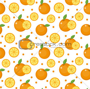 Orange seamless pattern. Mandarin citrus endless background, texture. Fruits . Vector illustration