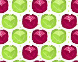 Cabbage seamless pattern. Red  endless background, texture. Vegetable . Vector illustration