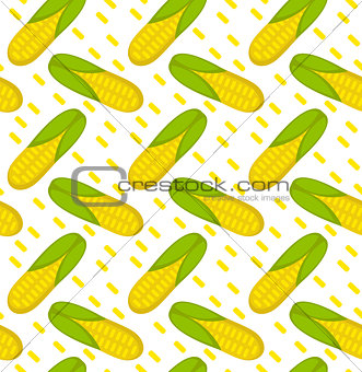 Corn seamless pattern. Maize endless background, texture. Vegetable backdrop. Vector illustration.