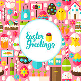 Flat Easter Greetings Postcard