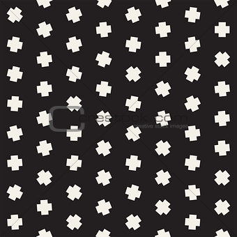 Geometric Scattered Shapes. Vector Seamless Black and White Pattern