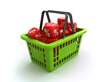 Shopping basket with discount dice