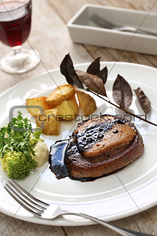 beef steak with foie gras
