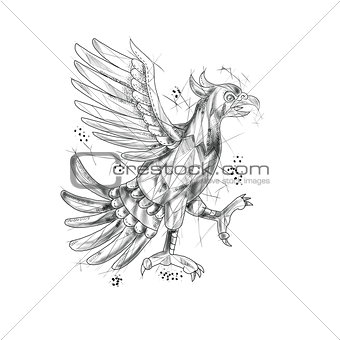 Cuauhtli Glifo Eagle Fighting Stance Tattoo