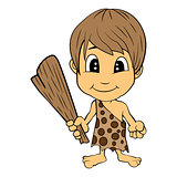 Cartoon Stone Age Cute Cave Boy