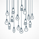 Light bulb hanging on cords - lamps