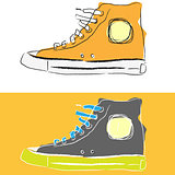 Stylized sketch sport shoes side view