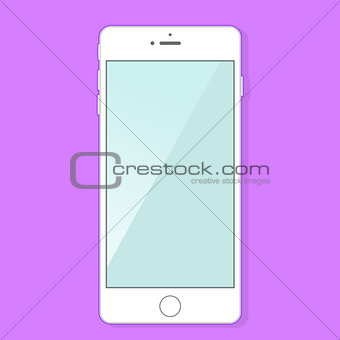 White smartphone with blank screen