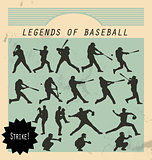 Ballplayer - silhouettes of baseball players on retro background