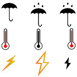 Umbrella thermometr lightnings three items.