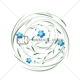 Circle with grass and flowers