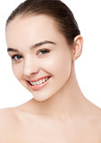 Beautiful woman with cute smile natural makeup spa