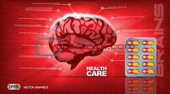 Digital vector red medicine brain structure