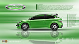 Digital vector green car with black windows mockup