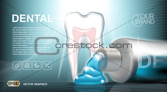 Digital vector blue medicine toothpaste