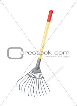 Garden rake. Agriculture tool.
