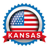 Kansas and USA flag badge vector