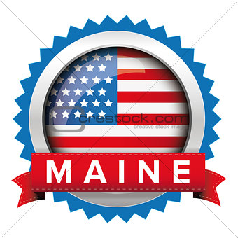 Maine and USA flag badge vector