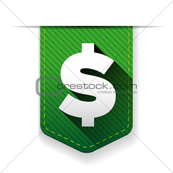 Dollar Sign Green Vector Icon ribbon