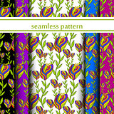 set of seamless pattern with flowers. vector
