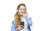Teen age girl with headphones