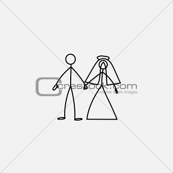 Wedding family icon stick figure vector