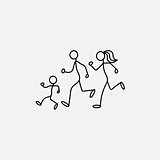 Cartoon icon sport of sketch little family