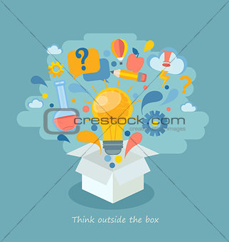 Think outside the box, vector illustration.