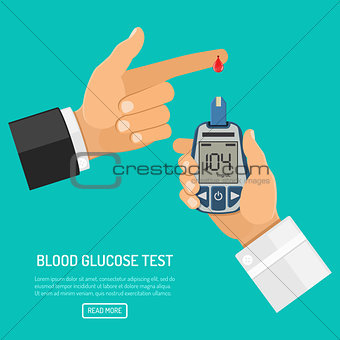 blood glucose meter in hand
